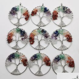Colliers de pendentif 7 Chakra Collier en pierre de cristal naturel Design de racine spéciale Drop Drop Drop Livraison Pendants DHEFX
