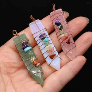 Pendentif Colliers 7 Chakra Reiki Main Wrap Pendule Guérison Cristal Pierre Naturelle Rose Quartzs Opale Point Épée Pendentifs Bijoux Cadeau