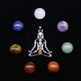 Hangende kettingen 7 chakra ruwe stenen ketting 1 set handgemaakte sieraden legering energie yoga voor damesspender