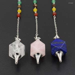 Collares pendientes 7 Chakra Cuentas de piedra Colgantes geométricos Reiki Hipnosis Péndulo Cadena Encantos Curación Amuleto Joyería de moda al por mayor