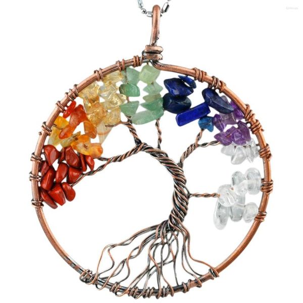 Pendentif Colliers 7 Chakra Arbre De Vie Guérison Cristal Pierre Charmes Pour La Fabrication De Bijoux DIY Collier Accessoires