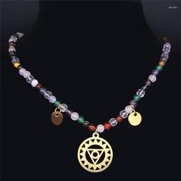 Pendentif colliers 7 Chakras pierre naturelle collier en acier inoxydable pour les femmes couleur or chaîne bijoux Collares Mujer N4419S04S08S08S08S08