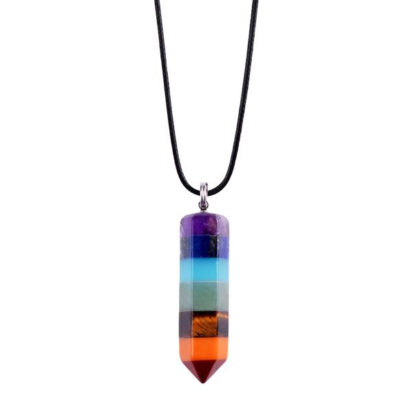 Collares colgantes Gema de 7 colores Chakra Yoga Damas Pendiente de tres piezas Collar Llavero Entrega de gota Joyería Colgantes Dhgarden Dhdxf