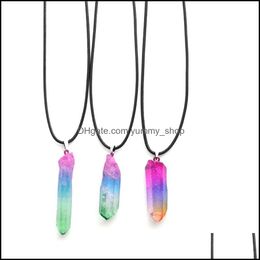 Hangende kettingen 7 colorf plating kristal pilaar charmes regenboog hanger ketting sieraden voor vrouwen mannen groothandel drop levering 2021 dhw9y