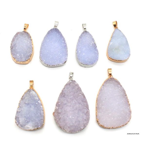 Pendentif Colliers 7pcs Mixte Agate Durzy Pierre Pendentifs Pierre Naturelle Quartz Plaqué Or Pour Collier Femmes Bijoux Cadeaux Drop Del Dhgnp