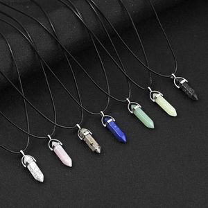 Colliers pendentifs 7 pièces/ensemble naturel Quartz Chakra cristal point de guérison coupe pierre précieuse pendentif Reiki collier pour la réduction du stress