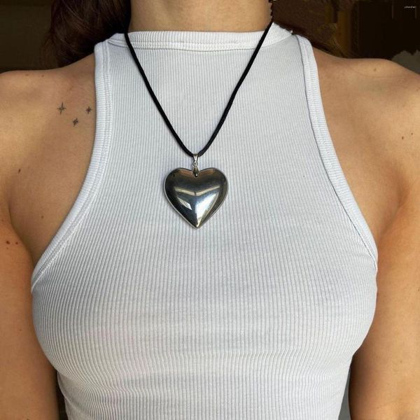 Pendentif Colliers 8 Couleurs Bijoux De Mode Coeur Collier En Verre Charme Clavicule Chaîne Pour Petite Amie Couple Cadeau D'anniversaire