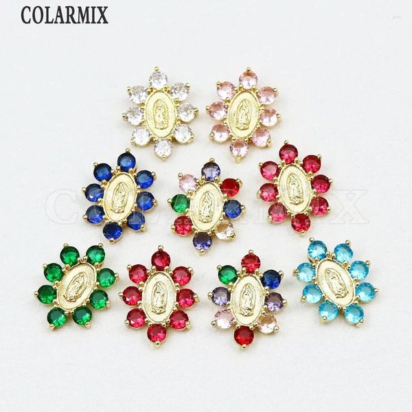 Colliers pendentifs 8 pièces minuscules bijoux charms religieux vierge Marie Belle médaille cristalline cadeau Femmes 80387