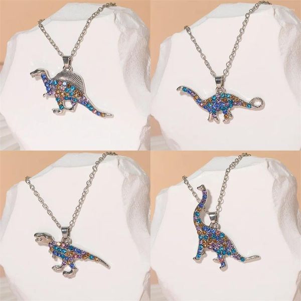 Collares colgantes 8 estilos colorido cristal dinosaurio collar pterosaurio tiranosaurio rex triceratops velocipes encanto gargantilla para mujeres