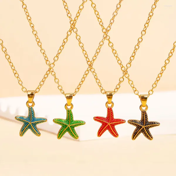 Collares colgantes 8 estilos colorido mini estrella de mar encanto collar simple gargantilla para niñas mujeres fiesta joyería festival regalo