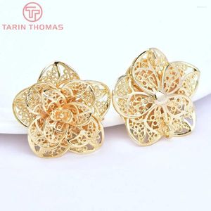 Colliers pendants (844) 2pcs 29 mm 24k Champagne Gold Couleur en laiton 2 trous 3d Big Flowers Pendants Connecteur Bijoux Constructions ACCESSOIRES