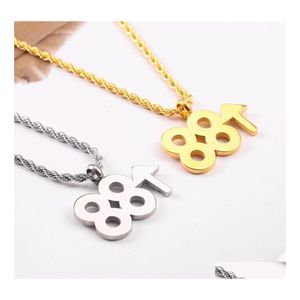 Collares colgantes 88up collar ascendente para hombres hiphop titanio acero personalidad digital sier oro cadena larga gota entrega joyería p otjbl