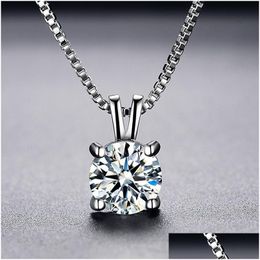 Pendentif colliers 8Mm 2Ct zircone diamant pendentif collier 925 solide Sier tour de cou déclaration colliers femmes bijoux goutte Del Dhgarden Ot3Km