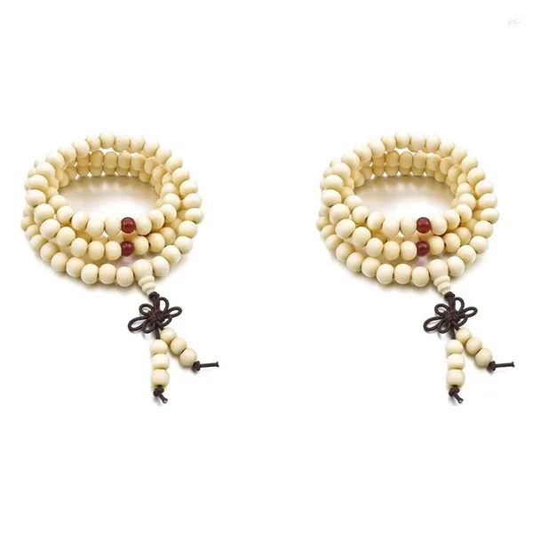 Pendentif Colliers 8mm Collier en bois Tibétain Blanc Sandal 216pcs Perle Bouddhiste Prière Bracelet Homme Femme