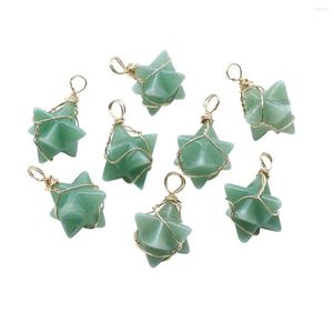 Pendentif Colliers 8 PCS Vert Aventurine Merkaba Pendentifs Étoiles Pour La Fabrication De Bijoux Collier Pierre Dangle Charmes Guérison Chakra Cristal