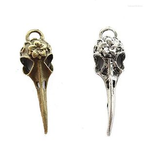 Hanger kettingen 8pcs raven schedel vogelkop charme 35x13 mm Tibetan verzilverde hangers sieraden maken doe -het -zelf handgemaakt vaartuig