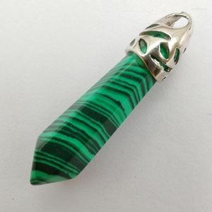 Pendentif Colliers 8x38MM Vert Malachite Pierre GEM Pilier Bijoux Pour Femme Cadeau Pendule S222Pendant