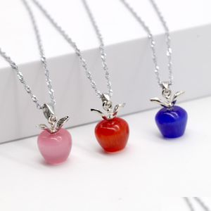 Hangende kettingen 9 kleuren Apple Cat Eye Stone ketting Natuurlijke sieraden Beste cadeau voor vrouwen drop levering hangers DHL62