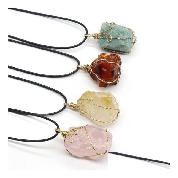 Colliers de pendentif 9 couleurs jolies nature pendants en pierre