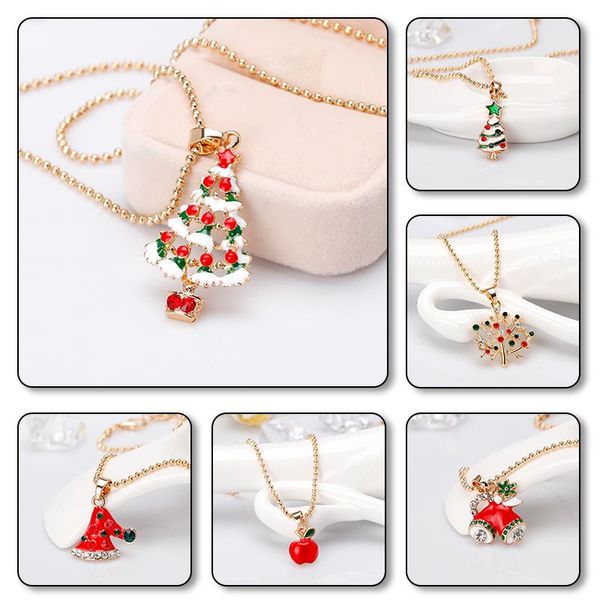 Collares pendientes 9 estilos encanto collar de Navidad para mujeres niños árbol alce ciervo campana muñeco de nieve Santa Claus regalo de Navidad