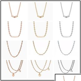 Colliers à pendentif 925 Sier D Collier Tiff Hardwear Series Rose The Same Styleany Co. Emballage d'origine Designer de haute qualité Drop D Dh3Ai