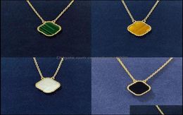 Pendant Necklaces 925 Sier bijoux pendentifs 18K chanceux trèfle à quatre feuilles collier Van femme Rose or feuille classique mode naturel S3623239