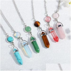 Hangende kettingen 925 SIER NATUURLIJKE GEMSTONE PENHANDS KALLACE OPAL ROSE KWARTZ HEALING CRYSTALS sieraden voor vrouwen meisjes Ni0729 Drop de Dh4Ey