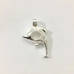 Ожерелья-подвески из серебра 925 пробы, 20, 27 мм, с одним дельфином, в стиле дизайна, жемчужная бусина, медальон, клетка, может открываться, стерлинговое крепление, подходит для 8 мм