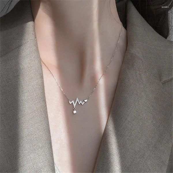 Collares colgantes 925 plateado collar de circón transparente encimera collar collar pendiente joyas de fiesta elegante para mujeres regalo de gargantilla dz013