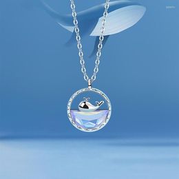 Collares colgantes 925 Sello Ballena para mujeres Magic Color Blue Sea Clavícula Cadena Ocean Series Moda Plata Jewelry283V