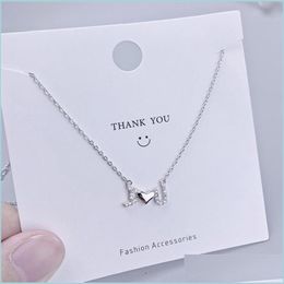 Pendentif Colliers 925 Sterling Sier I Love U déclaration colliers forme de coeur Zircon femmes bijoux pendentif à breloque collier F Mjfashion Dheve