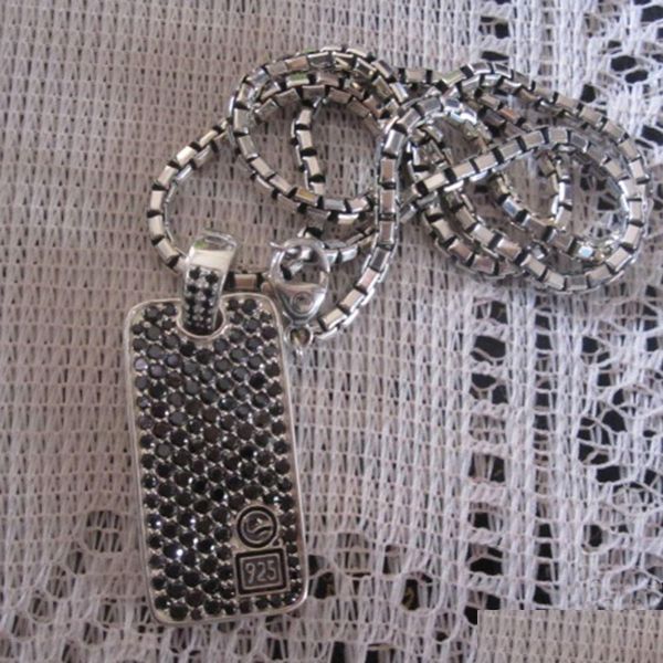 Pendentif Colliers 925 Sterling Sier Bijoux Black Diamonds Dog Tag Collier Design Mens Neklace Drop Livraison Pendentifs Dhhvl
