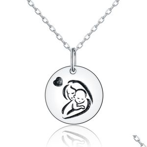 Colliers pendentifs 925 Sterling Sier Mother and Child Love Collier Bijoux Gift à Grand-mère Maman Fille Fils Femme Q0531 DROP DELI DH0SF