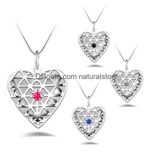 Hangende kettingen 925 Sterling Sier Po Heart Love Hollow Lockets ketting CZ Diamond Essenti￫le oli￫n Diffuser Locket Snake Chain voor DH6CX