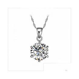 Pendentif Colliers 925 Sterling Sier Six griffes cristal Zircon pendentif bijoux modèles féminins mignon rétro mode usine en gros Drop De Dh2Yu