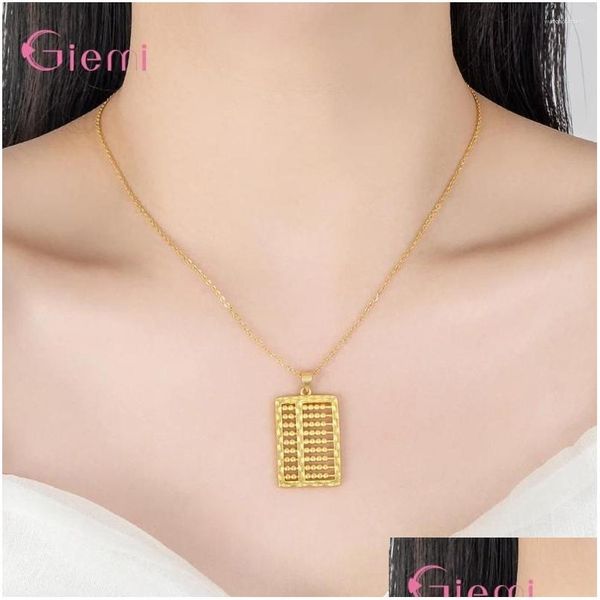 Colliers pendentifs 925 Sterling Sier Yellow Gold Color sans chaîne pour enfants adolescents métalliques Abacus Design Jewelry Gift Drop Del Otf6b