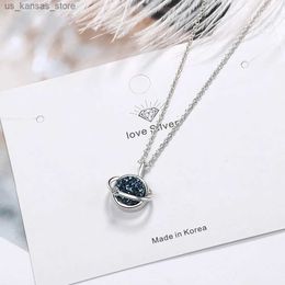 Colliers de pendentif 925 STERLING Silver Blue Crystal Women Collier Pendant Luxe Designer Bijoux Accessoires