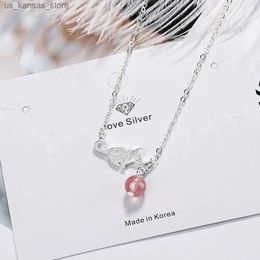 Colliers de pendentif 925 STERLING CAT Cat Strawberry Crystal Pendants Colliers pour femmes Bijoux de luxe de mariage