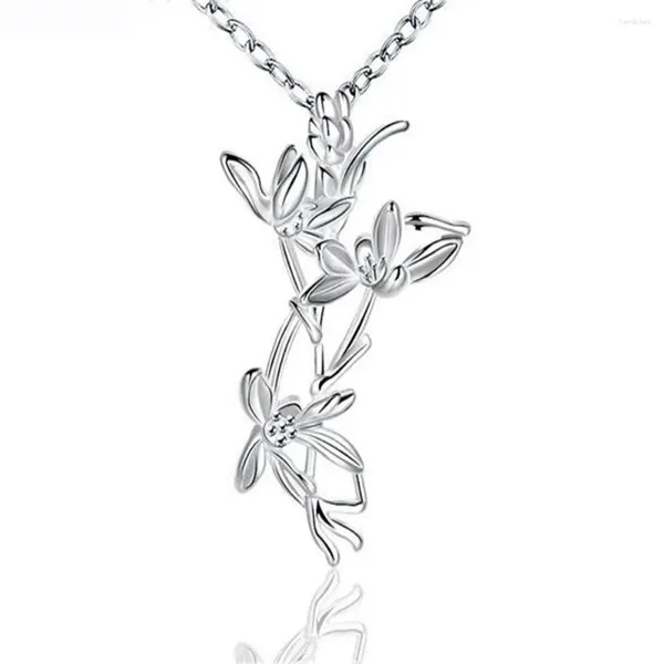 Pendentif colliers 925 argent Sterling ColorElements fleur de Lotus pendentifs pour femmes élégante dame Sterling-argent-bijoux