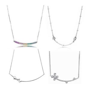 Collares colgantes 925 plata esterlina encanto de moda sexy clavícula cadena arco flecha flor color circón regalo de cumpleaños corea estilo japonés mujer g230202