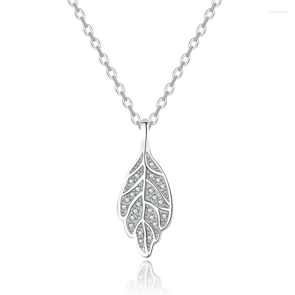 Pendentif Colliers 925 Sterling Argent Mode Feuille Cristal Collier Pour Femmes Mariage Fiançailles Saint Valentin Cadeau Bijoux