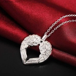 Colliers pendants 925 Colliers d'amour aile de cœur en argent sterling pour femmes bijoux vintage cadeaux accessoires féminins