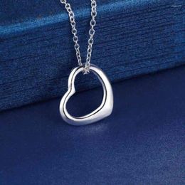 Hangerkettingen 925 sterling zilveren sieraden Hart-hangers Ketting 18 inch Klassieke dameskleding met geschenken