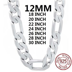 Pendentif Colliers 925 Collier En Argent Sterling Pour Hommes Classique 12 MM Chaîne Cubaine 18-30 Pouce Charme Haute Qualité Bijoux De Mode De Mariage HKD230712