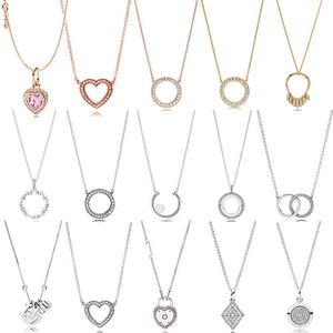 Hangende kettingen % 925 Sterling zilveren pan model charme ketting hanger vrouwelijke hart Valentijnsdag hartvormige ketting mode sieraden G230202