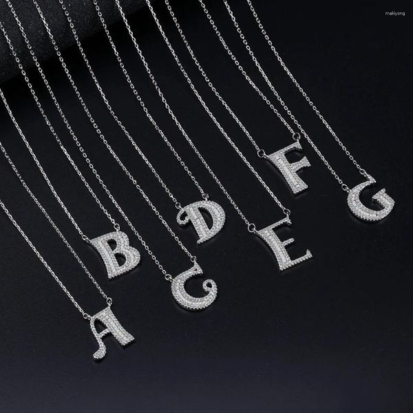 Collares colgantes 925 STERLING SILVER METAL 26 Letras Joyas de bricolaje 43.5cm Cadena Partido de cumpleaños personalizado Regalo