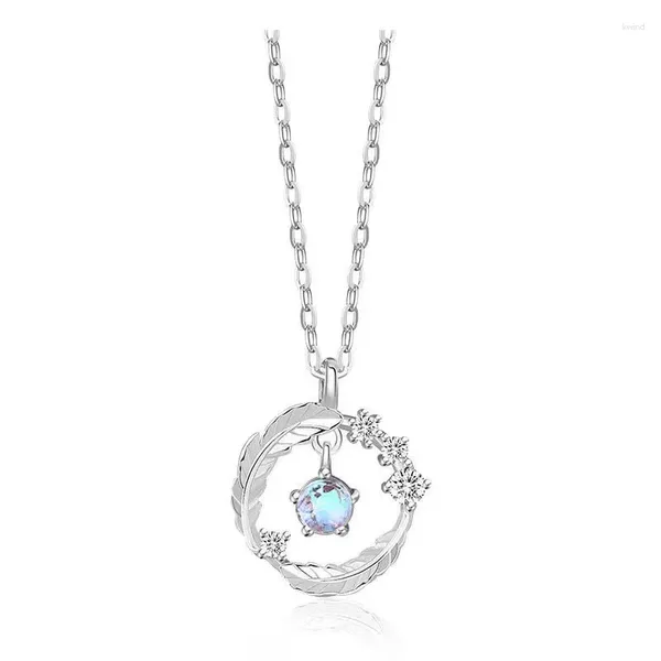 Pendentif Colliers 925 Sterling Silver Forme de plume romantique pour les femmes éblouissantes bijoux cadeau