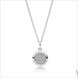 Hangende kettingen 925 Sterling zilveren kenmerkende ketting originele doos voor pandora cz diamanten schijf keten vrouwen