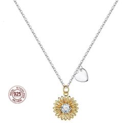 Pendentif colliers 925 collier de tournesol en argent Sterling pour femmes K or Moissanit femme chaîne Bijouterie tour de cou marque de luxe bijoux 231017