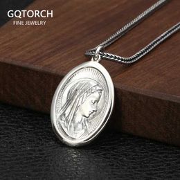 Colliers de pendentif 925 argent sterling vintage hommes et femmes collier pendentif mode Vierge Marie couple pendentif religieux Christian Faith Jewelry 240419